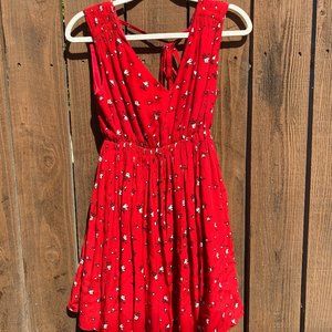 Madewell Red Floral Silk Mini Dress, Size Small